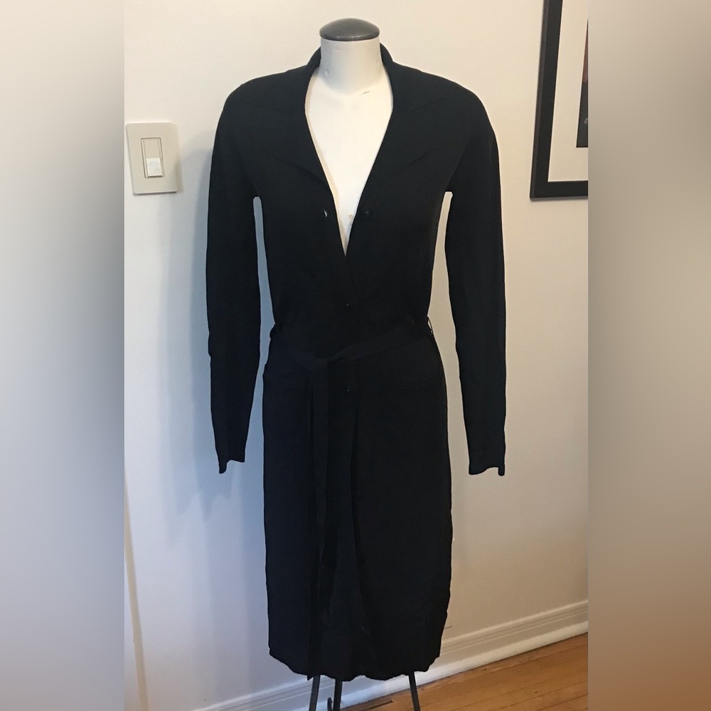 NWT - Jacob Long Black Belted Button-up Cardigan - Size Small